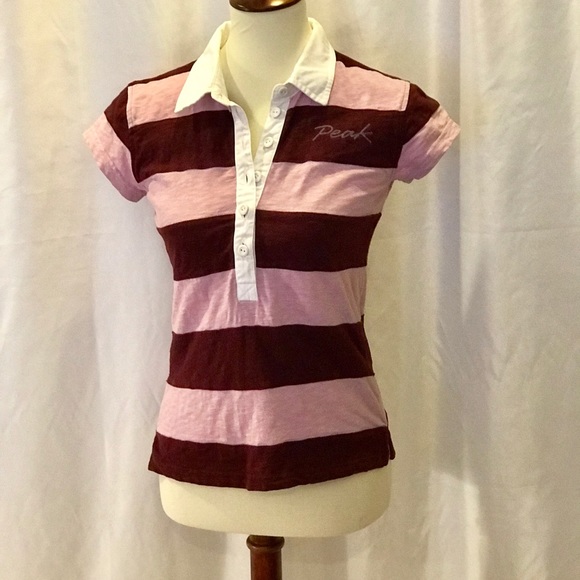 women's striped rugby polo shirt